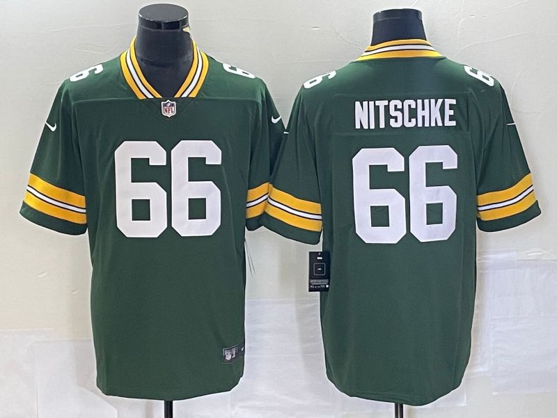 Men Green Bay Packers #66 Nitschke Green 2023 Nike Vapor Limited NFL Jersey style 2